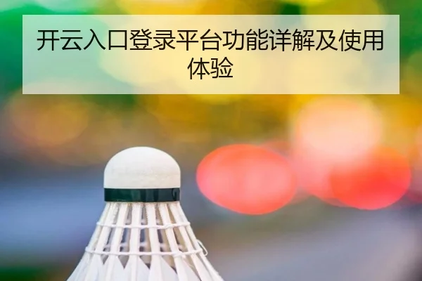 开云入口登录平台功能详解及使用体验